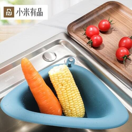 Xiaomi Kitchen Sink Strainer Drain Vegetable Fruit Drainer Basket Suction Cup Sponge Rack Storage ToolSink Filter Storage Basket