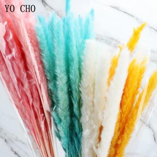YO CHO natural dried flowers bulrush whisk flower bouquet window decoration ornaments wedding family decoration dried flowers