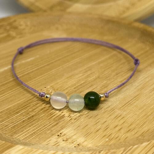 Women Crystal Beads Bracelets Handmade 6mm Green Natural Stones Girl Jewelry Gifts Fashion Adjustable Thread For hand