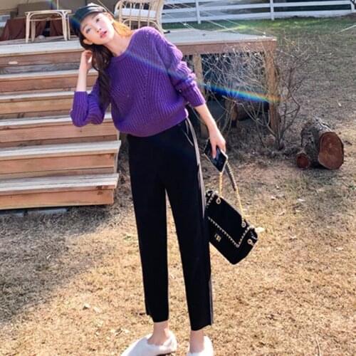 2020 Autumn Winter Women Ankle-Length Pants Elastic Waist Pockets Fashion Long Pants Office Lady Bottoms All Match Trousers