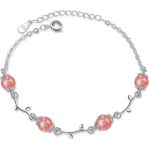 Korean version of the atmosphere sweet temperament wild two-color crystal female models silver plated bracelets JO051