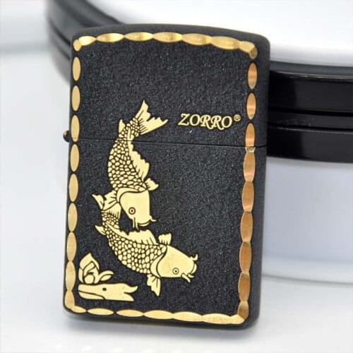 Zorros New Personalized Creativity Retro Grinding Wheel Kerosene Carving Lighter Black Sand Phnom Penh Windproof Lighter Men