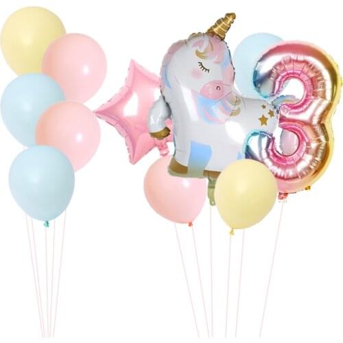 1set of Sleeping Unicorn Party Balloon Unicorn Birthday Decoration Number Balloon Kids Birthday Party Baby Shower Decoration