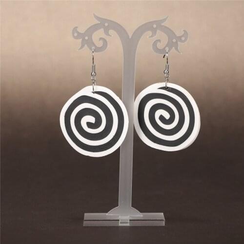 1pair/lots 45mm PolymerClay Stripe White & Black Color Dangle Earrings Simple Design Cheapest Sales Promotion Jewelry Gifts