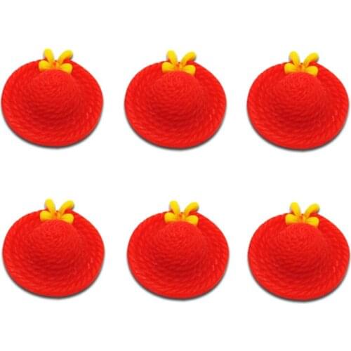20Pcs Red Bowknot Hats Resin Decoration Crafts Beads Flatback Cabochon Scrapbook DIY Embellishments Accessories