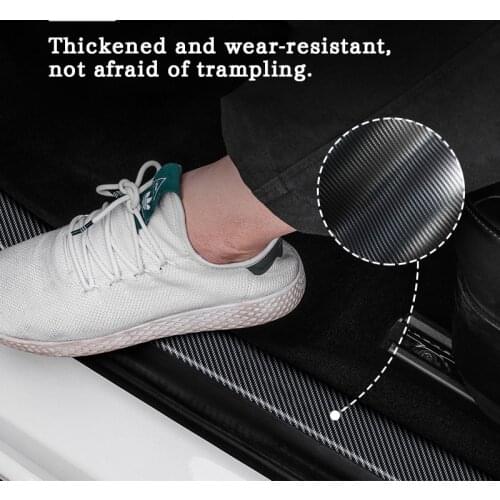 4psc Leather Car Door Threshold Stickers For Tesla Model 3 2017-2021/model y Door Sills Protector Decals Accessories