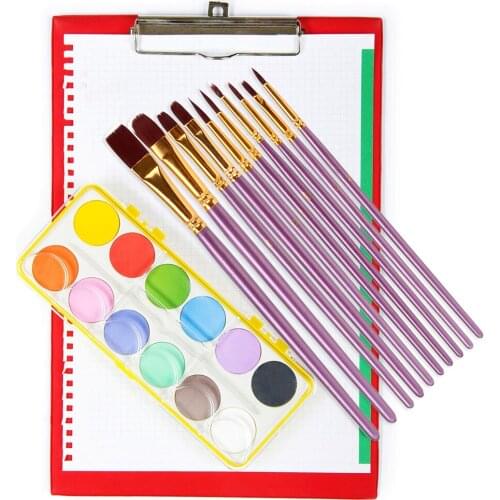 Acrylic Paints Acrylic Drawing Oil Painting Brushes Purple 10Pcs/Set Nylon Hair Watercolor Artist Paint Brush Set