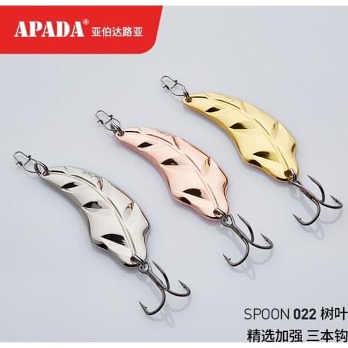 APADA Spoon 022 Leaves Treble Hook 10g-15g-20g 52-58-64mm Feather Metal Spoon Multicolor Fishing Lures