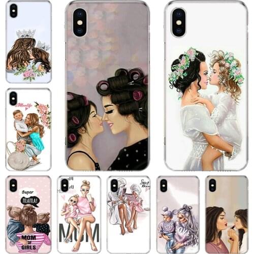 Black Brown Hair Baby Mom Girl Queen Phone Case For Iphone 12 Mini 11 Pro XS Max XR X 8 7 6 6S Plus SE 2020 5 5S SE Cover Shell