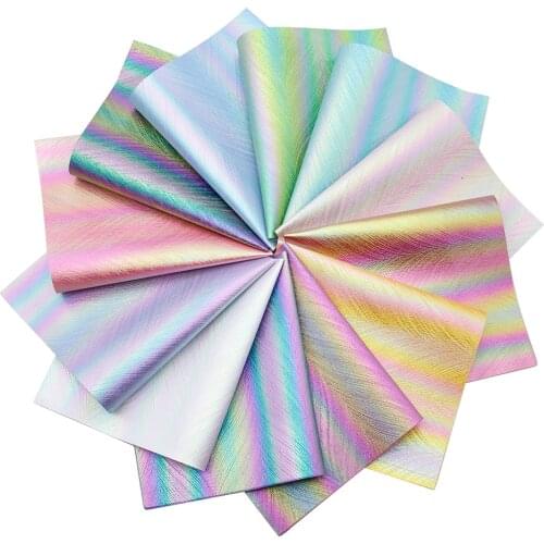 David accessories 20*33cm Pearlescent Iridescent Synthetic Leather DIY Bow Bag Craft Material Faux Leather Fabric,1Yc9995