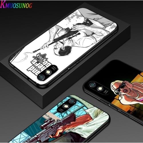 Grand Theft Auto GTA V For Xiaomi Redmi 10X Pro 5G 9C 9A 9 GO K20 8A 8 7A 7 S2 6A 6 5 5A 4X Pro Bright Black Phone Case