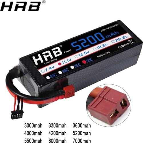 HRB 3S 11.1V Lipo Battery 3000mah 3300mah 3600 4000mah 4200 5200mah 6000mah 7000mah T Deans XT60 TRX Plug RC Car Parts Hard Case