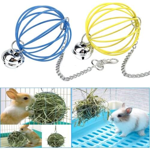 Stainless Steel Hamster Toy Hanging Hay Ball Round Cage Feed Distribution Sports Guinea Pig Rabbit Pet Supplies PetCloud