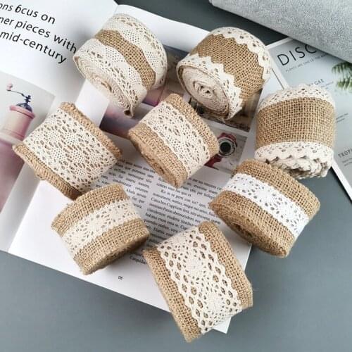 2M Jute Burlap Ribbon, Wide Burlap Lace Ribbon for Wedding/Bridal Decoration, Home Decoration, Gift Packaging, DIY Crafts