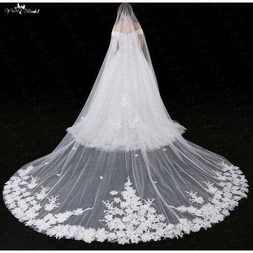 LZP030 3D Bridal Lace With Flowers Veil 5 Meters
