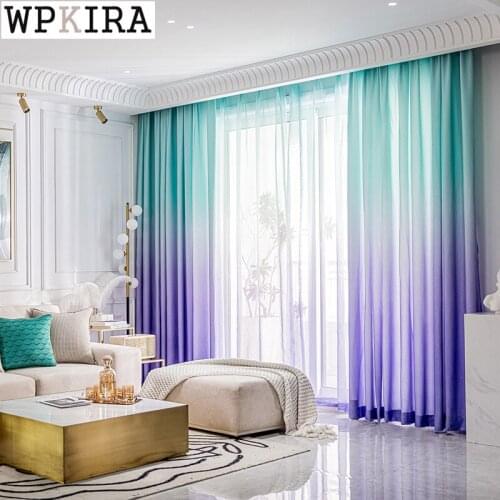 Fashion Gradient Curtain for Living Room Blue and Purple Color Drape for Bedroom Kids Room Window Wedding Party Fabric S359#D