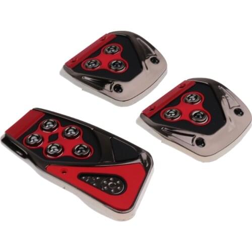 A Set of 3 Non-Slip Foot Pedal Covers , Stainless Steel Accelerator Brake Clutch Pedal Pads for Manual Auto- Universal