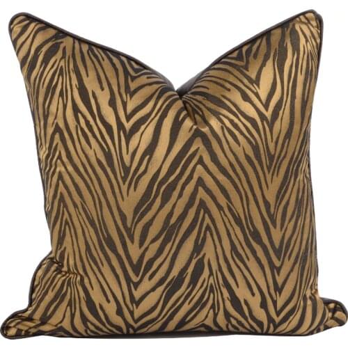 DUNXDECO Cushion Cover Decorative Pillow Case Luxury Modern Simple Gold Brown Zebra Jacquard Room Sofa Chair Bedding Coussin
