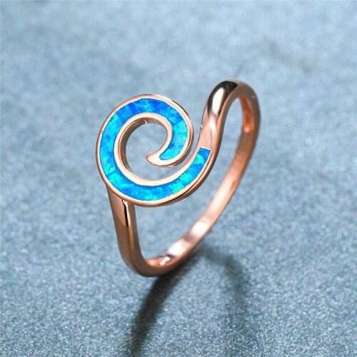 Charm Rainbow Cloud Wave Ring White Blue Opal Rings For Women Men Rose Gold Silver Color Wedding Ring Engagement Promise Jewelry