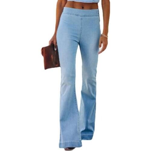 Autumn 2021 Women Flare Jeans Fashion Side Zipper High Waist Bell Bottom Jeans Lady Casual Skinny Stretch Denim Pants Streetwear