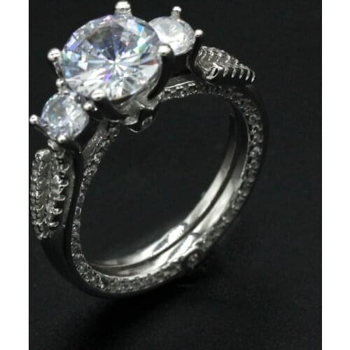 Dazzling CZ Stone Rings 925 Sterling Silver Rings For Women 3 Stones Ring Classic Elegant Style Thai Silver Fine Jewelry Gifts