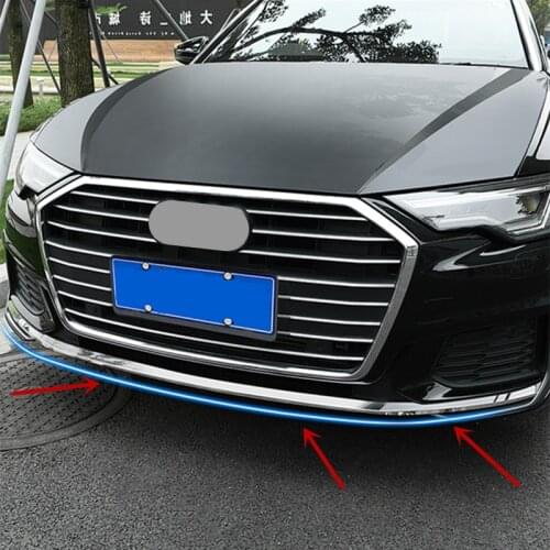 Front Bumper Trim Strips Stainless Steel 3Pcs For Audi A6 C8 2019 Car Styling Head Decoration Stickers Decals