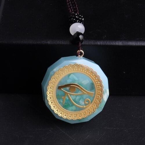 Horus Eye All-Seeing Eyes Orgonite Energy Pendant Orgone Amazonite Necklace Devils Eye Necklace Women Jewelry Amulet Magnetic