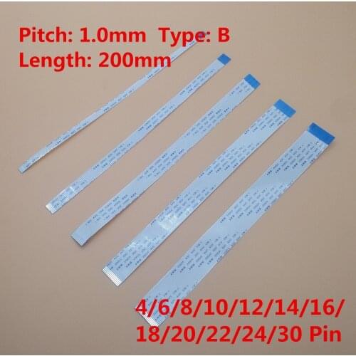 10Pcs Flat flexible cable FFC FPC LCD cable AWM 20624 FFC-1.0MM 200mm B Type Reverse Side 4/6/8/10/12/14/16/18/20/22/24/30 Pin