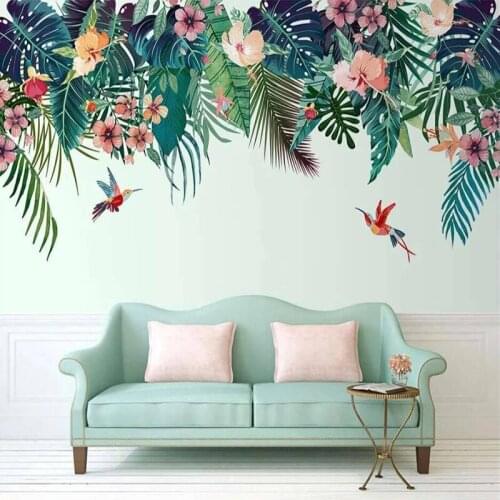 Custom 3D Wallpaper Hand Painted Plant Flowers Birds Photo Wall Mural Nordic Modern Living Room Dining Room Bedroom Background