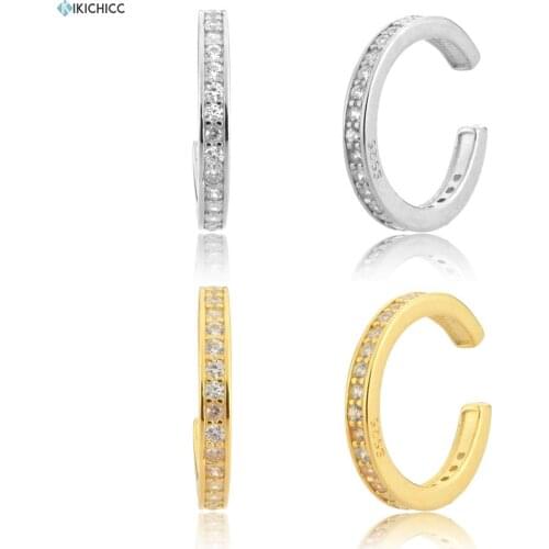 Kikichicc 925 Sterling Silver Clear Zircon Cuff Earring Without Piercing Clips Ear Cuff Earring Circle Fashion Rock Punk Jewelry