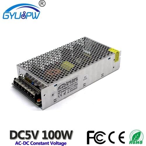 Single Output DC5V 20A 100W Switching Power Supply Transformer 110V 220V AC to DC 5V SMPS For LED display Strip Lamp Lighting
