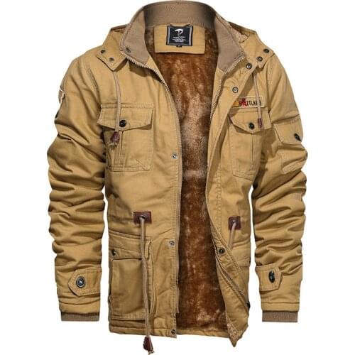 Outdoor Winter Men Fleece Jackets Hat Large Pockets 5 Colors 6XL Thermal Windproof Mens Hiking Plus Down Jackets With Polyester