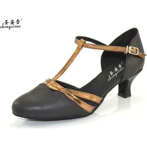 WUXIJIAO Leather Sole Soft Female Women Dance Shoes Black Closed Pointed Toe Ballroom Latin Dance Shoe Practice Teachers