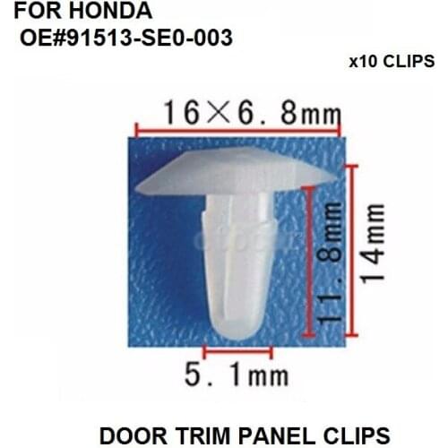 X10pcs Fastener Rivet For Honda / Universal Hood Acura Seal Retainer Clips 91513-SE0-003