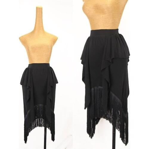 Latin Dance Skirt Black Fringe Practice Clothes Professional Modern Standard Dance Tassel Skirt Rumba Training Clothing DQL5736