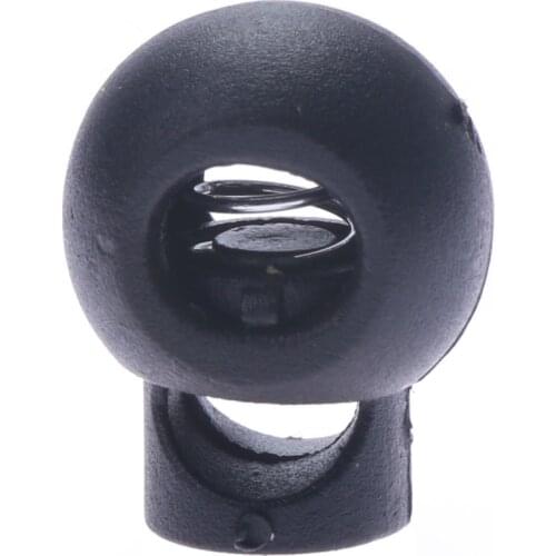 Rope Cord Locks 10pcs Clip Ends Round Ball Shape Luggage Lanyard Stopper Sliding Black Plastic Hole Drawstring Locks Cordloc &xw
