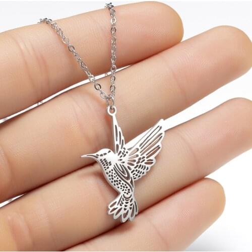 Stainless Steel Hummingbird Necklace For Women Bird Bohemian Enchen Hummingbird Necklaces Origmai Animal Dog Cat Gold Collier