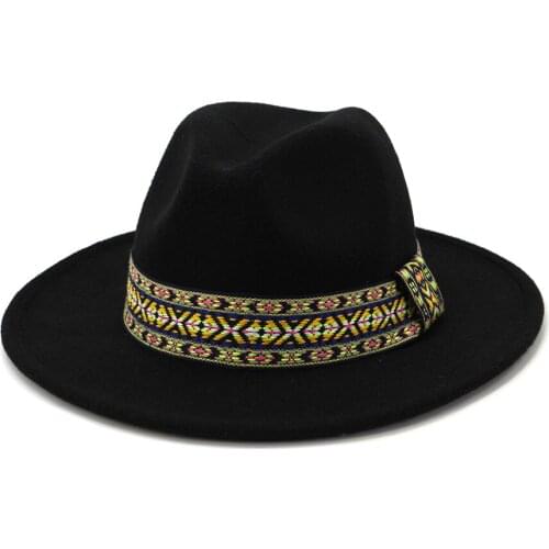 Men Fedora hats women Simple woolen hat jazz hats British style hat Fashion hat autumn winter big along Multicolor hat
