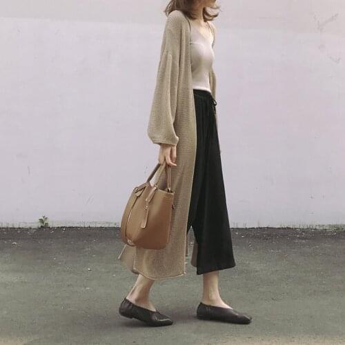 2019 Summer and Autumn Cardigan Coat Women Oversize Long Carigan Solid Color Korean Open Stitch Sweater Coat