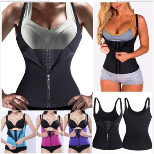 Women Waist Trainer Push Up Vest Tummy Belly Girdle Body Shaper Waist Cincher Corset Zipper Vest Slimming Shaperwear S-4XL