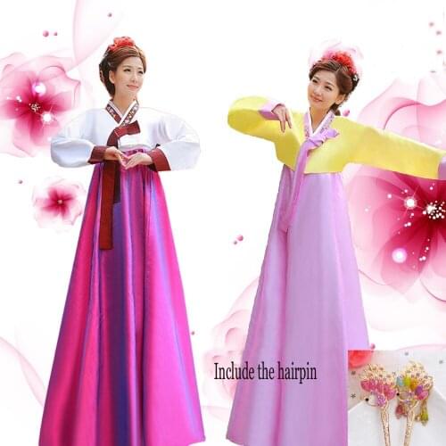 High Quality Silk Women Hanbok Long Sleeve Traditional Korean National Costumes Korean Ancient Cothes Hanbok Dress 17