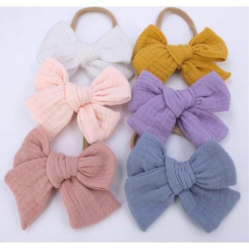 1-2Pcs Cute Bow Baby Headband Cotton Gauze Head Bands For Girls Turban Newborn Headbands Hairbands for Kids Baby Hair Accessory
