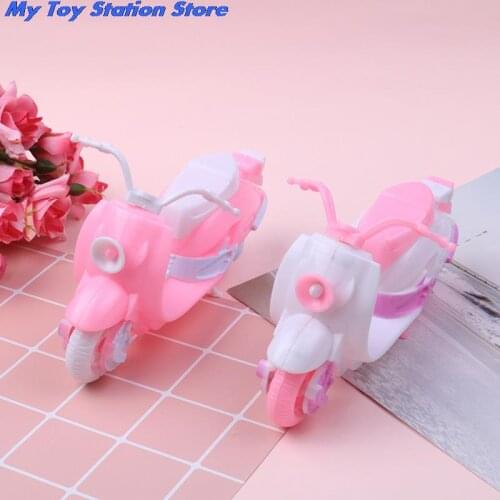 Cute Play House Doll Accessorries Pink 15x8x9cm Motorcycle Can Be Sit By Dolls For girls Childrens Toy Car Children Gifts 1pc
