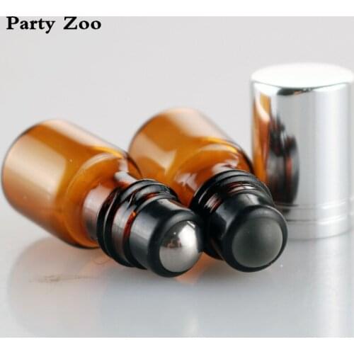 160 X Thick Refillable Amber Perfume Bottle Roller On Essential Oil Bottles 3ml Empty Roll-On Sample Glass Containers Wholesale