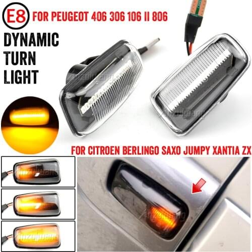 2Pcs/Pair Dynamic Flowing LED Side Marker Light Front Rear Turn Signal Blinker Repeater Lamp for Peugeot 306/106II/Partner