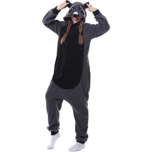 2019 Animal Adult Raccoon Onesies Pajamas Cartoon Gray Raccoon Cosplay Costumes Overall sleepwear party Gift onsi