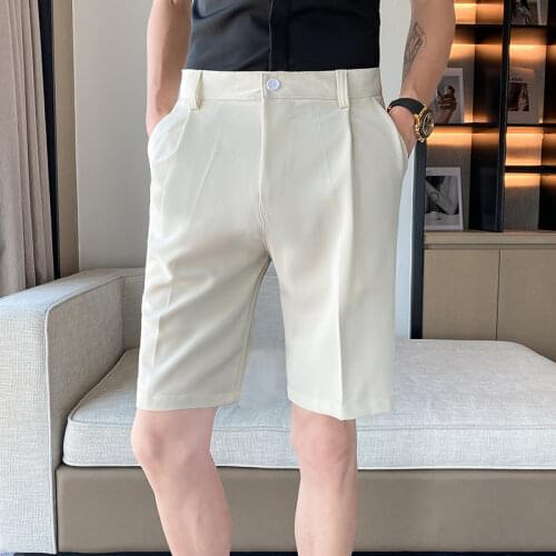 2021 Summer Fashion New Mens Boutique British Style Casual Solid Color Shorts