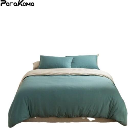 100% Long Staple Cotton Knitted Solid Color 4 Pcs Bedding Sets Queen Duvet Cover Bed Sheet Pillwocases King Size 1.2m 1.5m 1.8m