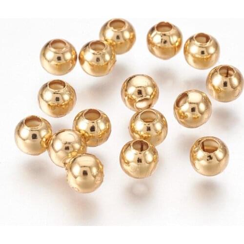 500pcs 304 Stainless Steel Beads Loose Spacer Bead Round Golden for Jewelry Making DIY Bracelet Necklace