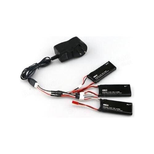 EBOYU(TM) 3 X Lipo Battery 7.4V 610mAh 15C & Charger For Hubsan H502S H502E X4 RC Quadcopter Drone Parts